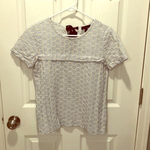 Seersucker and lace blouse